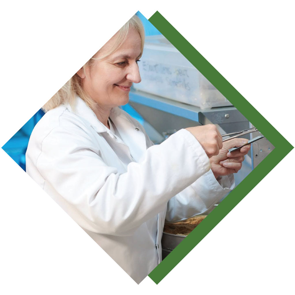 Woman in lab coat